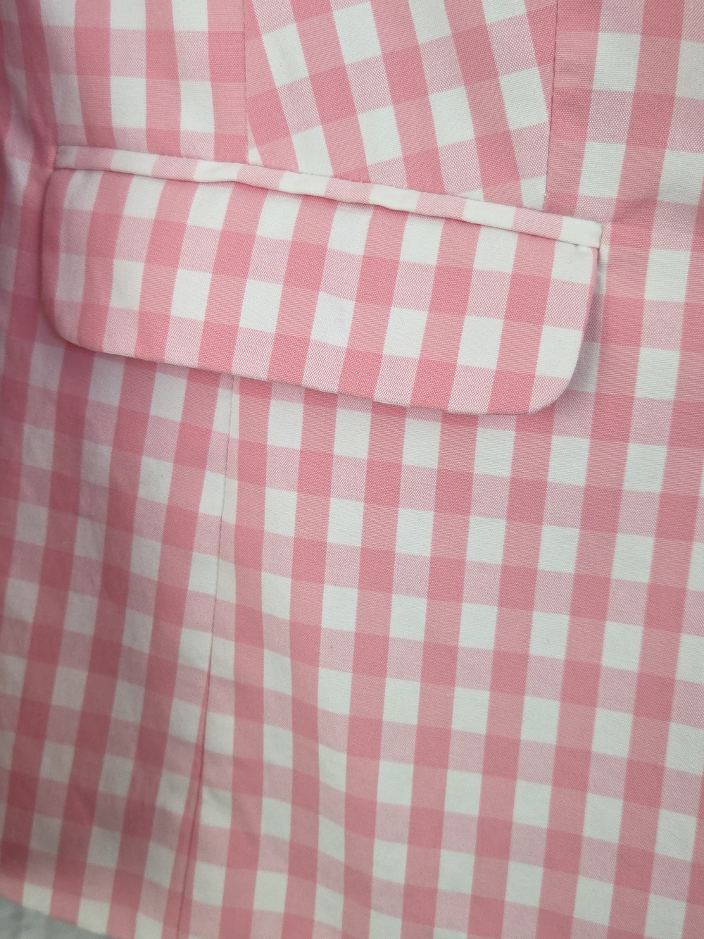 Talbots Petite Pink & White Gingham Blazer Jacket 10P Preppy Coastal - Picture 9 of 10